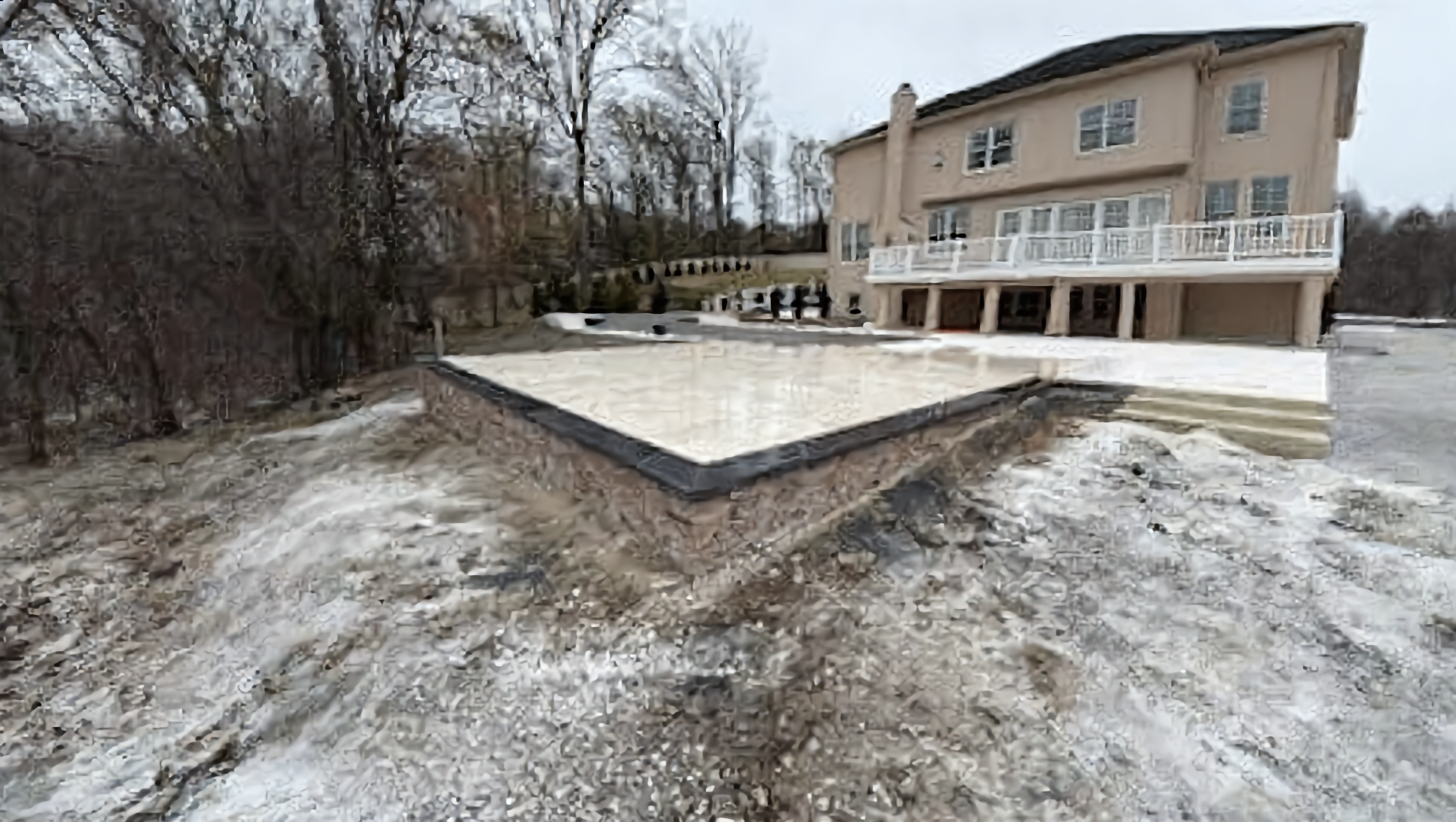 Raised Concrete Patio with Stone Base